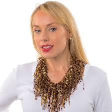 Gold Chunky Necklace Scarf, Gold BIB Statement Necklace for Woman,  Lightweight Scarf Necklace