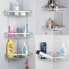 The shelves typically have a curved front and sit flush against the angled walls. Bathroom Towel Storage Equipment 2 3 4tier Bathroom Corner Shower Shelf Towel Shelf Holder Rack Storage Organiser Home Furniture Diy Itkart Org
