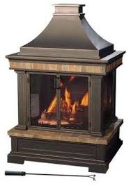 Sunjoy Fireplace Amherst 35 In Wood Burning Outdoor Fireplace Contemporary Firepi Outdoor Wood Burning Fireplace Outdoor Fireplace Wood Burning Fireplace
