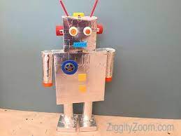 Diy Recycled Robot Ziggity Zoom Family Recycled Robot Diy Robot Paper Crafts Diy Kids