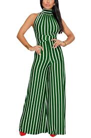 Black And White Striped Overalls Women S Halter Jumpsuits Striped Sleeveless Long Pants Wide Leg Cross Back Rompers Green Cq189q0rd9s Jumpsuits For Women Fashion Clothes Women Black Dressy Jumpsuit