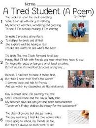 A Tired Student Poem Text Question Set Fsa Parcc Style Ela Assessment Ela Assessments This Or That Questions Poetry Test Prep