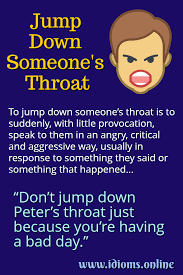 I ask because usually the idiom is used when you join something that has already become popular or successful. Jump Down Someone S Throat Idioms Online