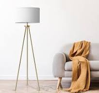 ALLDIO Tripod Floor Lamps for Living Room, Modern Standing Lamp with Drum  Shade, Simple Industrial Tall Lamp, 9W LED Bulb Included - Brass