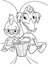Coloring pages are a fun way for kids of all ages to develop creativity, focus, motor skills and color recognition. Chicken Little And Abby Eating Popcorn Coloring Pages Netart