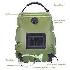Amazon Com Solar Shower Bag Risepro 5 Gallons 20l Solar Heating Premium Camping Shower Bag Hot Water With Temperature 45 C Removable Hose On Off Switchable S
