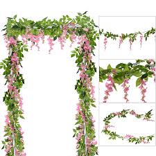 Realistic romantic classic artificial fake wisteria vine ratta silk flowers for garden floral decoration diy living room hanging flower plant. 4pcs 6 6ft Piece Artificial Flowers Silk Wisteria Garland Coolmade Artificial Wisteria Vine Rattan Silk Hanging Flower For Home Garden Outdoor Ceremony Wedding Arch Floral Decor Pink Walmart Com Walmart Com