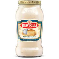 If you can't find jarred cheesy pasta sauce, just heat up a jar of alfredo sauce and add a cup of shredded cheddar or colby and heat until the cheese melts and the mixture is blended. Bertolli Alfredo With Aged Parmesan Cheese Sauce Bertolli