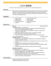 hospitality crew member resume examples