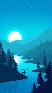 Deer Forest Night Minimal Iphone Wallpaper Iphone Wallpapers Iphone 7 Wallpaper Backgrounds Scenery Wallpaper Minimalist Wallpaper Phone