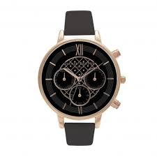 Black And Rose Gold Watch Womens Chrono Detail Dot Design Black And Rose Gold Olivia Burton London Rosa Relojes De Oro Relojes Olivia Burton Reloj De Oro