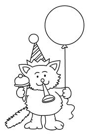 Thanks for watching my coloring pages for kids channel! A Cat Blowing A Horn For Happy Birthday Party Coloring Page Color Luna Coloring Pages Birthday Coloring Pages Happy Birthday Cat