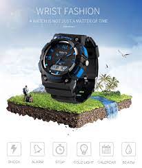 smael 1539 ogrenci spor izle rahat stil su gecirmez dijital ve analog dual ekran kol saati sport watches analog wrist fashion
