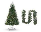 Pre-Lit Mariposa Christmas Tree with Garland, 200 Colour-Changing LED Lights, 6.5-ft NOMA