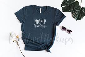 Heather Navy T Shirt Mockup Bella Canvas Heather Tee Etsy Shirt Mockup Mockup Free Psd Tshirt Mockup