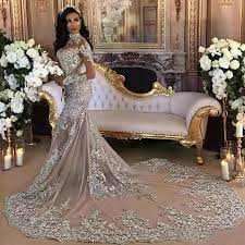 Gorgeous lace applique mermaid wedding dress white/ivory long sleeve bridal gown. Dubai Arabic Luxury Sparkly Bling Beaded Mermaid Wedding Dress Custom Made High Neck Illusion Dresses Long Sleeves Bridal Gowns Wedding Dresses Aliexpress