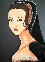 Here are some more works of my art. Acrylics mixed with pastels. I included  Anne Boleyn (of course), Jane Seymour, and Katherine Howard. These are  based