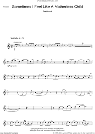 Sometimes I Feel Like A Motherless Child sheet music for trumpet solo
