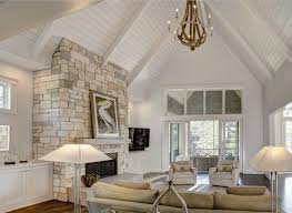 Bedroom vaulted ceilings with exposed timber beams and shiplap. Grainda Builders Inc Light Bright And Airy The Shape Of This Soaring Vaulted Ceiling Is Perfectly Accented By The Full Stone Fireplace Whitewashed Wood Beams And Shiplap And What S Not To Love
