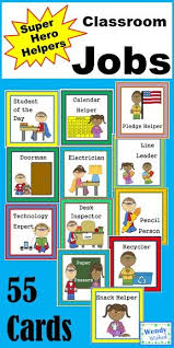 super hero class helper job cards for chart or bulletin