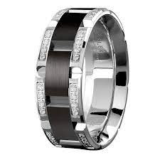 Men S White Gold And Cobalt Diamond Wedding Band Aucoin Hart Black Diamond Wedding Bands Mens Wedding Rings Rings For Men