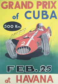 The great argentinean driver juan manuel fangio, five times world champion, is expected with open arms by all cubans and the batista government, the event organizer. Collector Studio Fine Automotive Memorabilia 1958 Cuban Gp Poster Signed By Juan Manuel Fangio