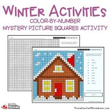 Find what is hidden in this color by number worksheet! Winter Color By Number Mystery Pictures Activities Printables Worksheets