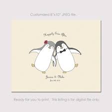 Unique Gift For Couple Penguin Wedding Printable Custom Couple Etsy In 2020 Custom Wedding Favours Penguin Wedding Wedding Favor Stickers