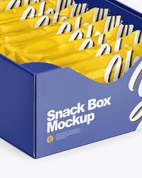 Display Box With Snack Bars Mockup In Box Mockups On Yellow Images Object Mockups