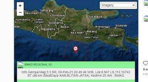 Episenter terletak pada koordinat 9,26 ls dan 112,24 bt, atau. Baru Saja Gempa Terjadi Di Barat Daya Blitar Selasa Malam Gempa Ketiga Hari Ini Di Pesisir Jatim Tribun Jabar