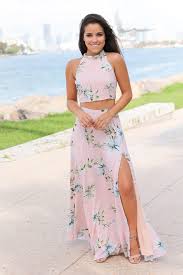 Pink Floral Halter Neck Two Piece Set Online Boutiques Saved By The Dress
