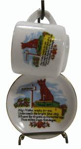 Dog On Tuckerbox Gundagai Miniature Cup Saucer Australian 30s Souvenir Ebay