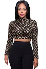 Black And Gold Crop Top Pin On Clubwear Tops