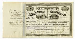 Phillip Best Brewing Co 1873 Stock Certificate With Fred Pabst And Charles Best Signatures Wisconsin 1873 1 S Cool Signatures Auction Stock Certificates