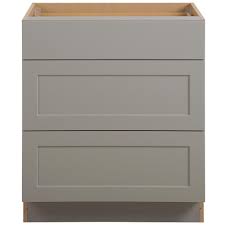 Hampton Bay Cambridge Assembled 30x35x24 5 In Base Cabinet With 3 Soft Close Drawers In Gray Base Cabinets Cabinet Corner Base Cabinet