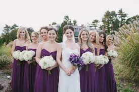 Jj's house offers tons of affordable wedding flowers and wedding bouquets in a variety of materials, such as silk wedding flowers and satin ones. October Wedding Purple Bridesmaid Dresses Ivory Bouquets And Purple Centerpieces Colorsbridesmaid