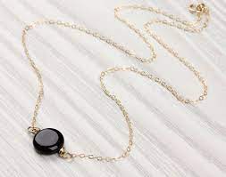 Onyx Necklace Black Onyx Pendant Black Gemstone Necklace Simple Black Necklace Gold Black Necklace Bridesmaid Necklace Moirae Black Onyx Necklace Onyx Necklace Black Onyx Bracelet