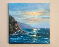 Small Seascape Painting Original Oil Painting Sea Landscape Coast Painting Beach Art Painting On Canvas 6 X 6 Miniature Art Ocean Painting Abstract Art Painting Small Canvas Paintings