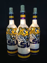 Lsu Tiger Jersey Stripes On Etsy 35 00 Lsu Tigers Lsu Wine Bottle Lamp