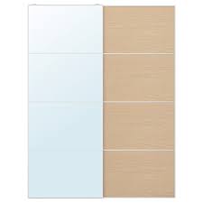 Auli Mehamn Jeu 2 Ptes Coul Miroir Effet Chene Blanchi 150x201 Cm Ikea Sliding Door Miroir Verriere Jeux Pour 2