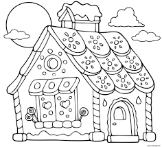 Des vitraux à l'emplacement des fenêtres. Coloriage Paysage Pain Epice Maison Biscuit Patisserie Dessin Maison En Pain Depices A Imprimer
