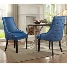 Chic Home Cooper Pu Leather And Linen Upholstered Dining Chair Set Of 2 Navy Blue Faux Leather Dining Chair Upholstery Dining Chairs Linen Dining Chairs