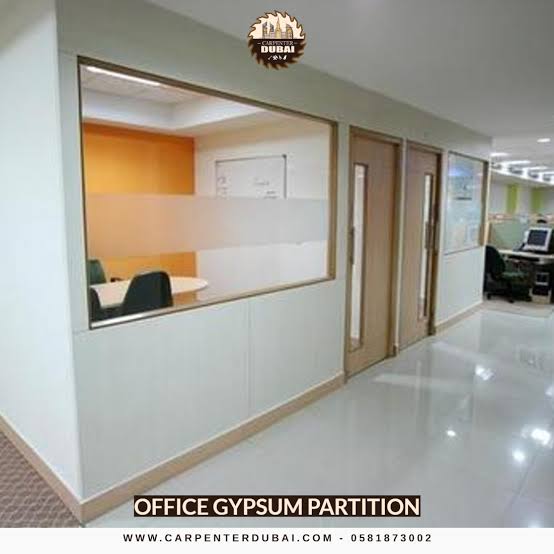 A crisp, professional office partition layout using high-quality gypsum boards., AI generated
