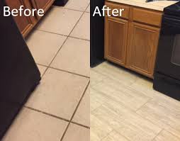 Personally i prefer to have the tile installed before the cabinets when possible. Before And After Kitchen Tile In Cypress Floor Coverings International Cypress