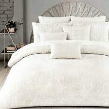 Ivory king duvet cover set. Tahari Damask Medallions Cotton Quilted Textured King Duvet Cover 3pc Set Ivory Ebay
