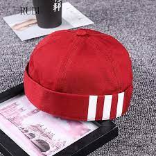 New Hip Hop Eaves Curling Gupai Men And Women Outdoor Personality Street Dance Landlord Hat Tide Section No Brim Street Dance Stripes Design Outdoor Woman