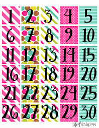 Free Calendar Numbers For Pocket Chart Printable Calendar