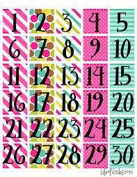 free calendar numbers for pocket chart printable calendar