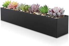 Amazon Com Modern Black Trough Rectangular Planter 16 Metal Window Planter Box For Succulent Sma Window Planter Boxes Rectangular Planters Planter Boxes