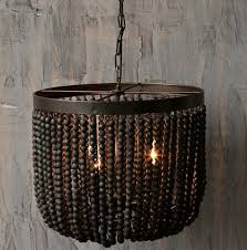 Black Beaded Chandelier Wood Bead Chandelier Beaded Chandelier Rustic Chandelier